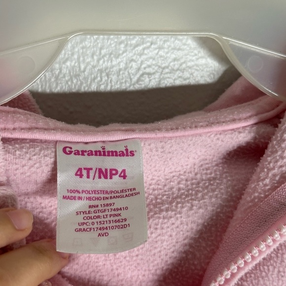 Garanimals Pink Hoodie Jacket Winter toddler girl size 4T - Picture 3 of 5
